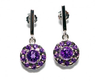 Amethyst Silver Cluster Earrings