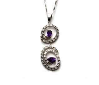 Amethyst Silver Curls and Swirls Pendant