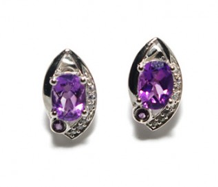 Amethyst Cz Silver Eye Stud Earrings