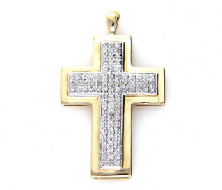 Men's 9k Gold 0.30ct Diamond Cross Pendant
