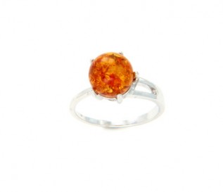 Amber Silver Fireball Ring