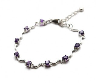 Amethyst Silver Swirl Design Bracelet