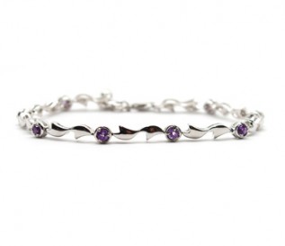 Amethyst Silver Circles And Bow Bracelet