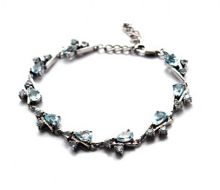 Blue Topaz Silver Cascading Design Bracelet