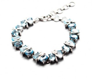 Blue Topaz Silver Kiss Bracelet