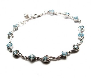 Blue Topaz Silver Circles And Hearts Bracelet