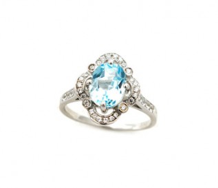 Blue Topaz Silver Vintage Design Ring