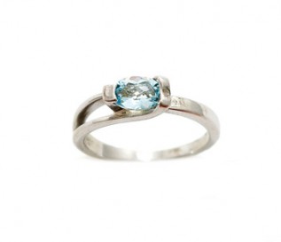 Contemporary Blue Topaz Silver Ring