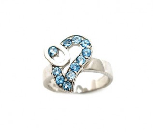 Blue Topaz Silver Heart Ring