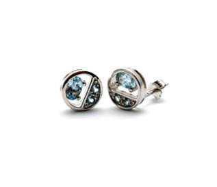 Blue Topaz Silver Circles Stud Earrings