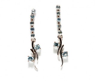 Blue Topaz Silver Long Dangling Earrings