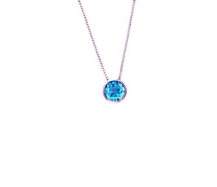 Blue Topaz Silver Solitaire Pendant