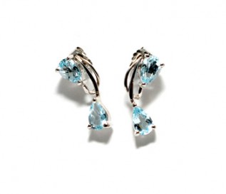 Blue Topaz Pear Drop Silver Earrings