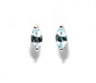 Blue Topaz Silver Marquise Stud Earrings