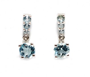 Blue Topaz Silver Size Graduating Drop Earrings