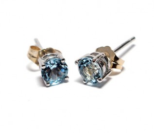 Blue Topaz Silver Round Stud Earrings