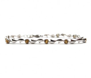 Citrine Silver Circles And Bow Bracelet