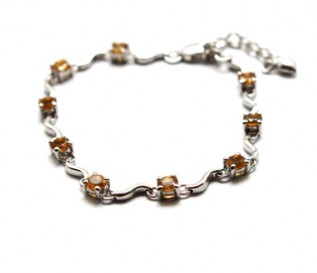 Citrine Silver Swirl Design Bracelet