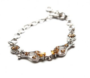 Citrine Silver Buckle Design Bracelet