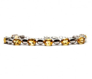 Citrine Silver Oval Links Bracelet