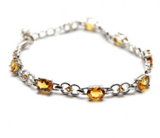 Citrine Silver 8 Link Bracelet