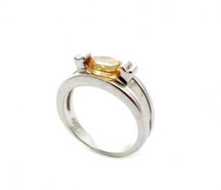 Citrine Silver Eye Ring