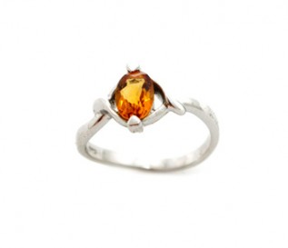 Oval Citrine Silver Ring