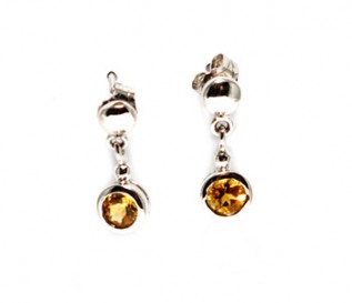 Citrine Silver Dangling Drop Earrings