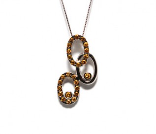 Citrine Silver Entwined Ovals Pendant