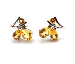 Citrine Silver Butterfly Earrings