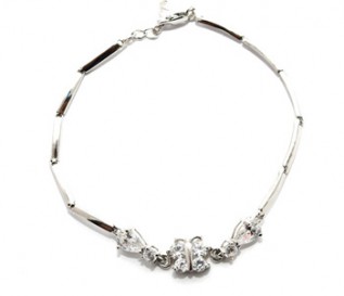 Cz Silver Butterfly Bracelet