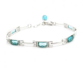 Blue And White Cz Silver Bracelet