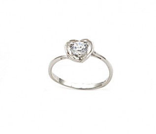 925 Sterling Silver Cz Heart Ring