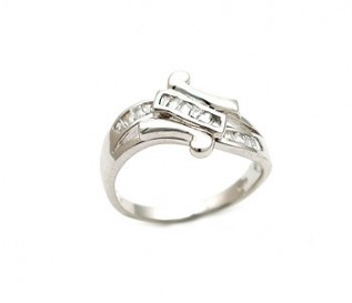 CZ Silver Twisted Ring
