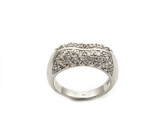CZ Silver Cocktail Ring In Micropave Setting