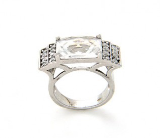 Fancy Cut CZ Silver Cocktail Ring