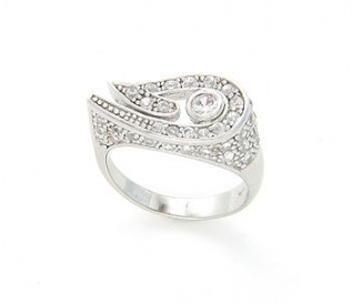 White CZ Silver Eye Ring