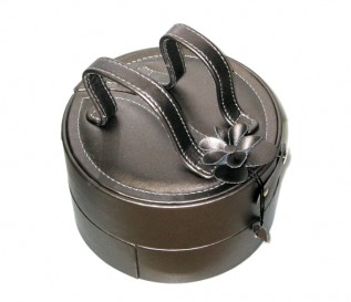 Small Round Taupe Jewellery Box