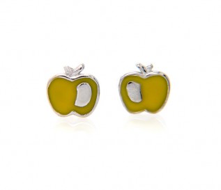 Kids Apple Silver Earrings