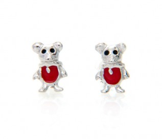 Kids Teddybear Silver Earrings