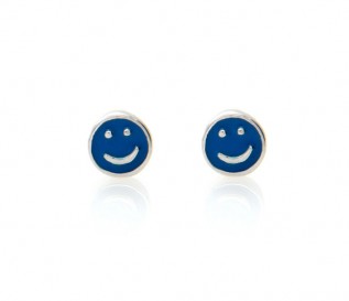 Kids Smiley Face Silver Earrings