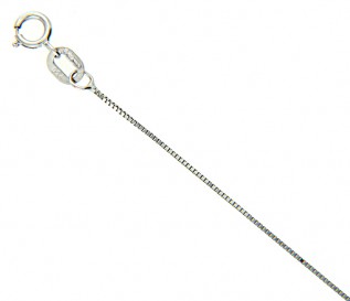 18K White Gold Venetian Box Chain 16 Inch