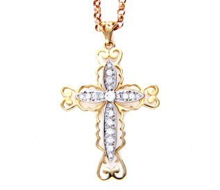 Men's 9ct Yellow Gold Cz Cross Pendant