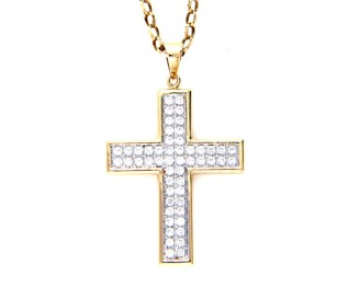 Men's 9k Gold Cz Cross Pendant