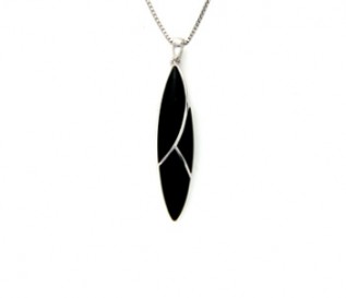 Onyx Silver Leaf Pendant