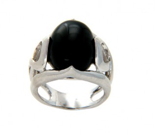 Onyx Silver Gothic Design Ring