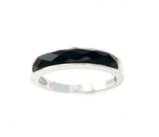 Faceted Onyx Silver Band