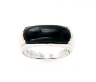 Black Onyx Silver Band