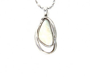 Milky White Opal Silver Pendant