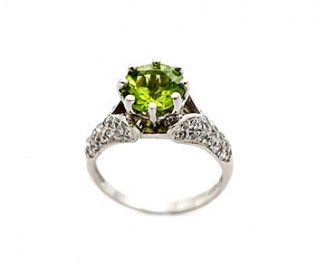 Peridot Cubic Zirconia Silver Ring